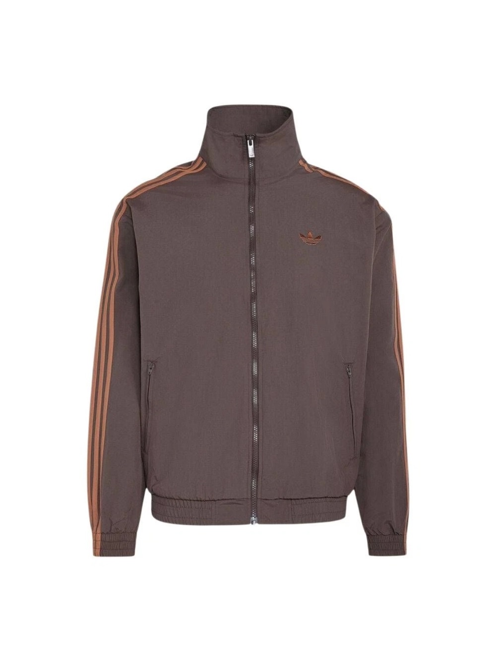 adidas Brown Windbreaker Jacket with Tan Stripes